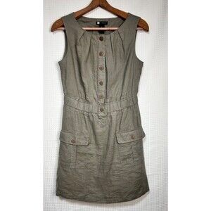 Carole Little Linen Dress Size 6 Utility Safari Preppy Summer Easy g